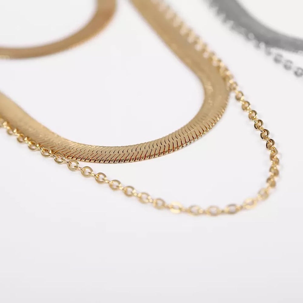 ⚜️[𝟯/$𝟭𝟴]⚜️NEW 4 Layered Long Herringbone Chain Necklace - Picture 3 of 14